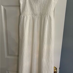 H&M White Smocked Sundress Sleeveless Spaghetti Strap